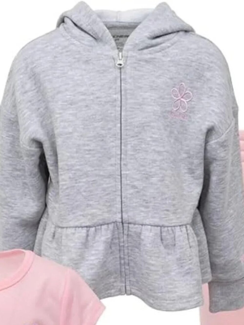 NWT Skechers 2T 3 Piece Set Zip Sweatshirt Jacket Sweatpants & Top Pink Gray $43